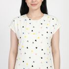 Women's White Round Neck T-Shirt Style Nighty, White, small