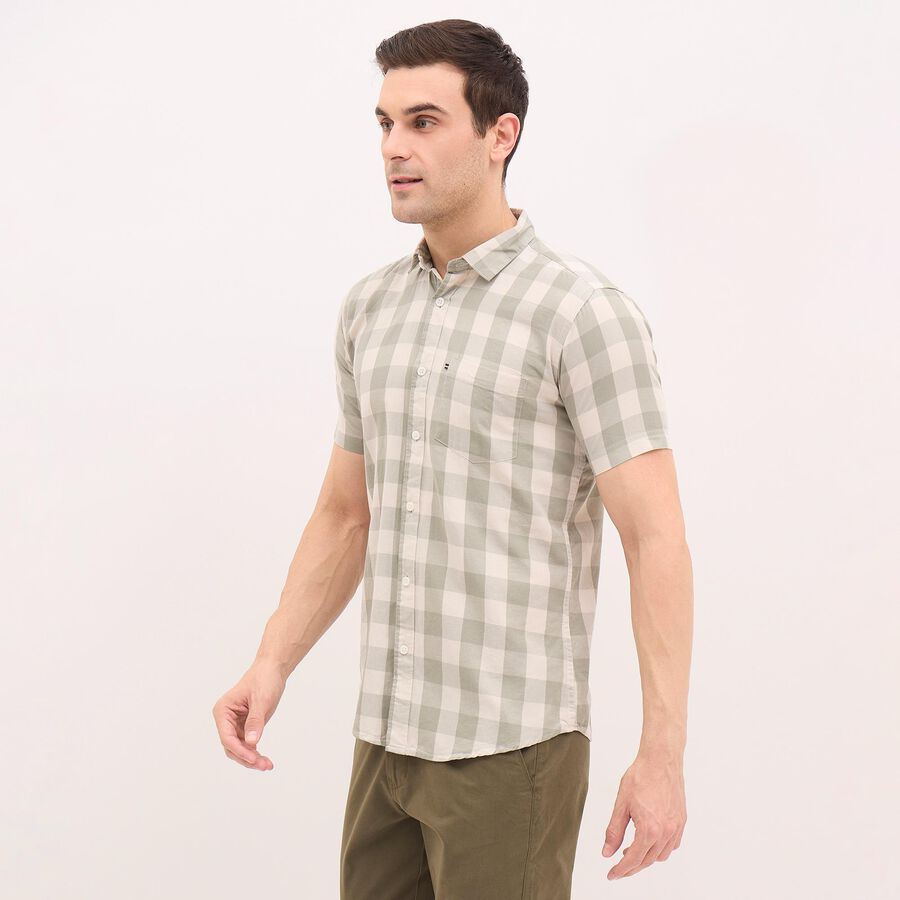Men's 100% Cotton Regular Collar Casual Shirt, Olive, large image number null