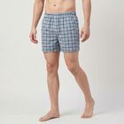 Men's Blue Relaxed Fit Checked Boxers, Light Blue, small