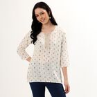 Women's Ivory Round Neck Printed Kurti, Off White, small image number null