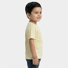 Boys Yellow Round Neck Casual T-Shirt, Yellow, small