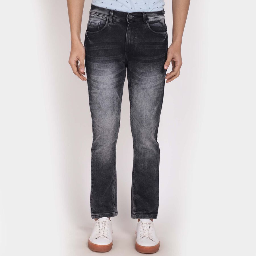 Overdyed 5 Pocket Slim Fit Jeans, Black, large image number null