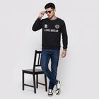 Men's Black Crew Neck Pullover Sweatshirt, Black, small