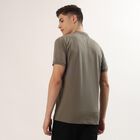 Men's Olive Polo Neck Textured T-Shirt, Olive, small