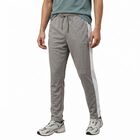 Men Grey Tapered Fit Side Panel Track Pants, Light Grey, small