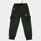 Boys' Green Cotton Cargo Pyjama with Ribbed Cuffs, ओलिव, small