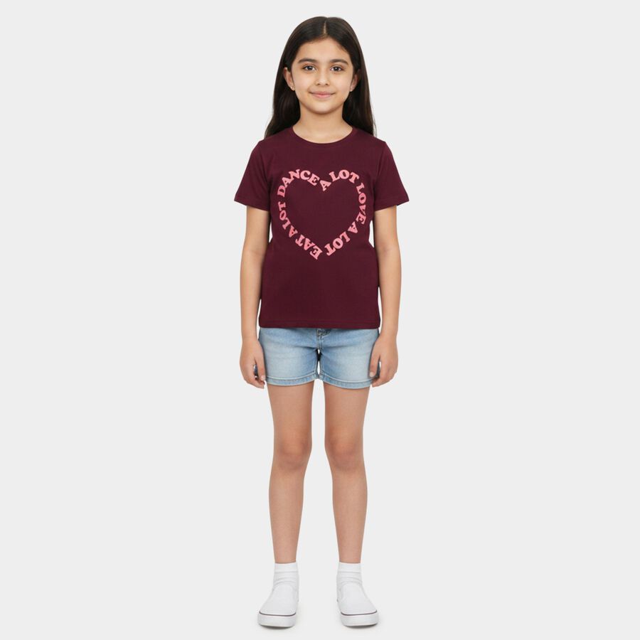 Girls' T-Shirt, वाइन, large
