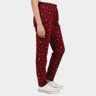 Girls Wine Straight Fit Heart Printed Pyjama, Wine, small