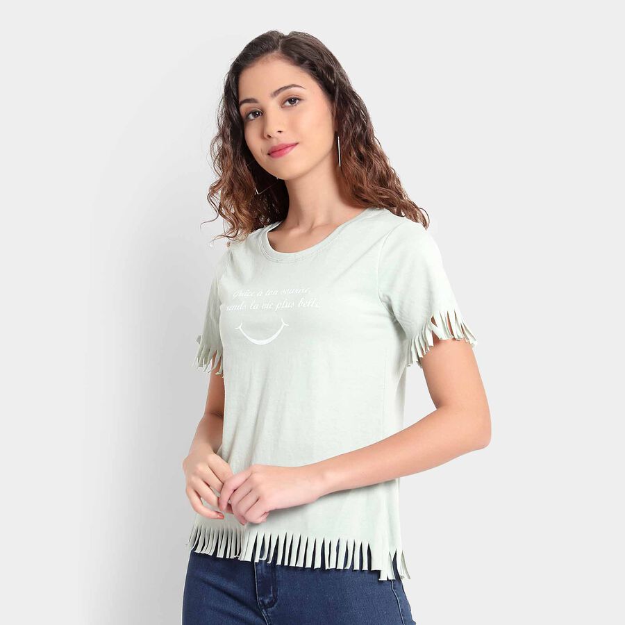 Solid Round Neck T-Shirt, Light Green, large image number null