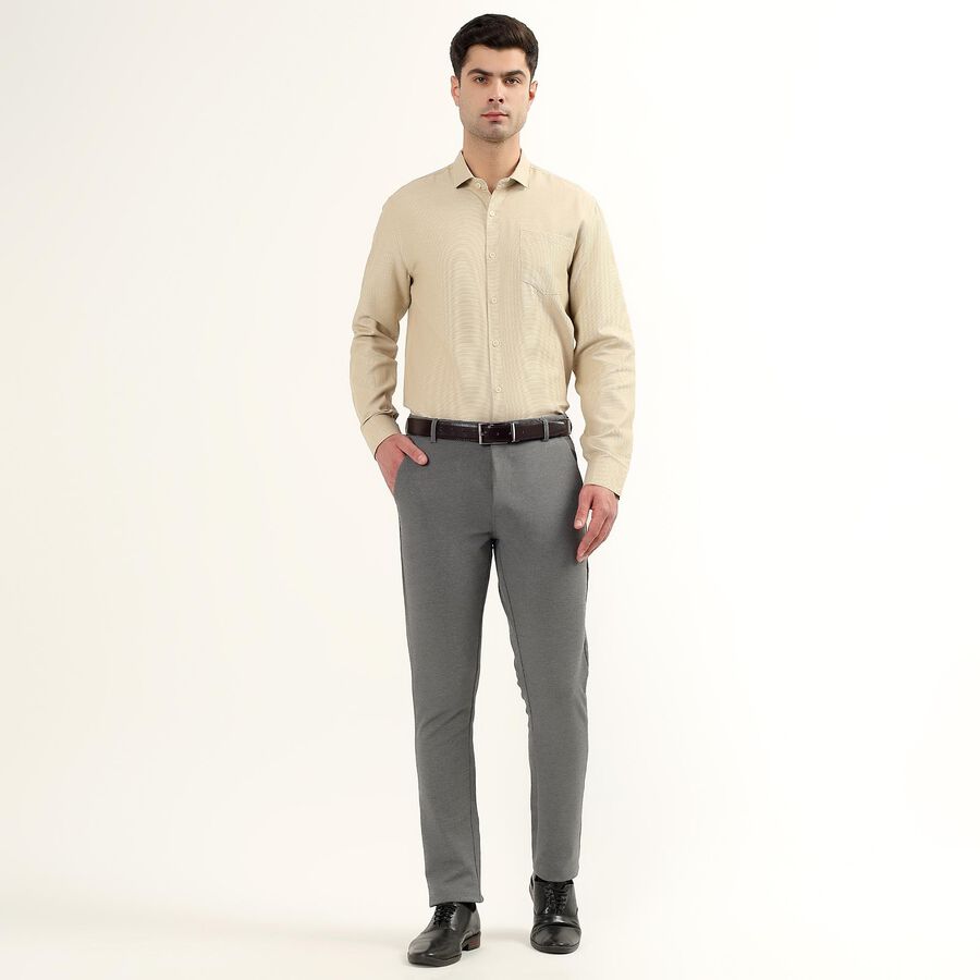 Men's Muted Light Grey Slim Fit Casual Trousers, हल्का ग्रे, large