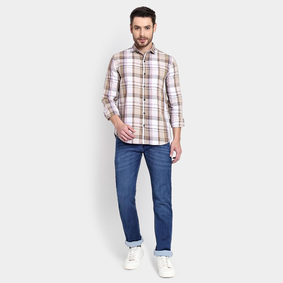Men's 100% Cotton Casual Shirt, Beige, large image number null