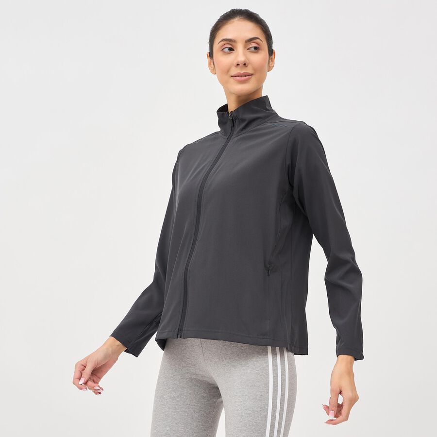 Women's Dark Grey Collar Style Jacket, Dark Grey, large image number null