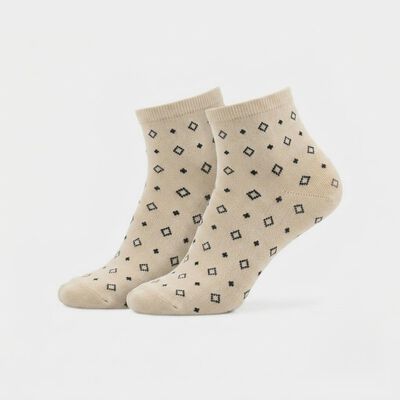 Women's Cream Regular Fit Geometric Finger Socks Pack of 1 Socks