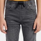 Boys Charcoal Slim Fit Washed Jeans, गहरा ग्रे, small