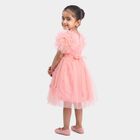 Girls' Light Pink Fit and Flare Sequin Applique Party Wear Frock, Light Pink, small