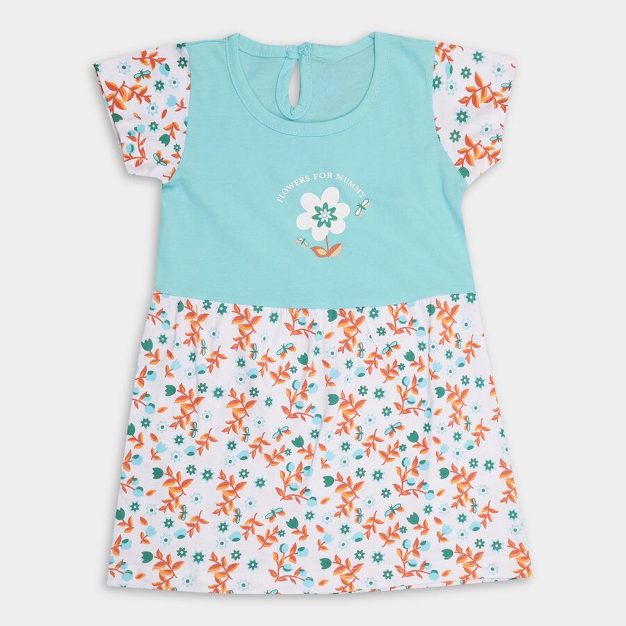 Infants' 100% Cotton Frock , Aqua, large