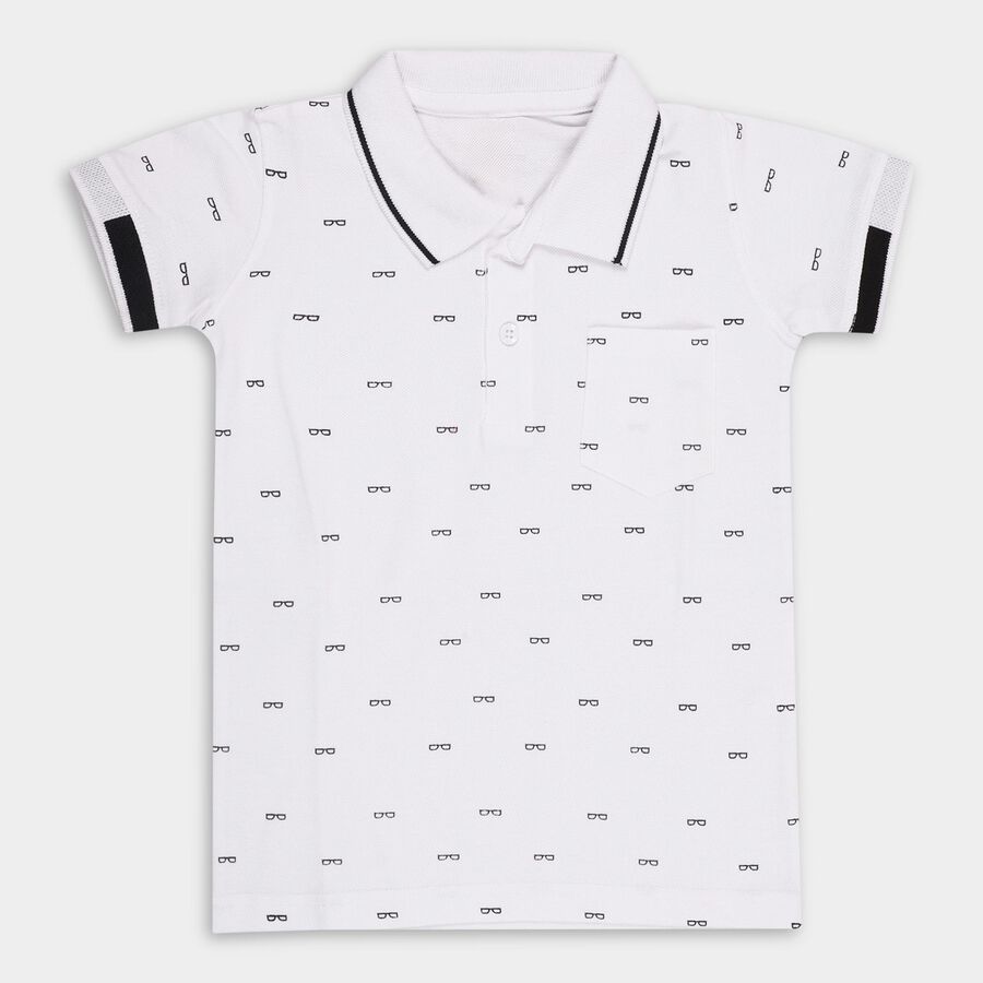 Boys' 100% Cotton Half Sleeves T-Shirt, White, large image number null