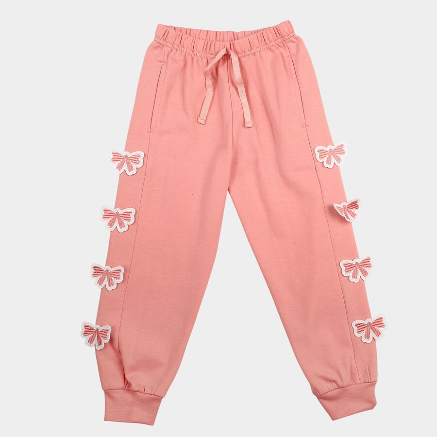 Girls Pink Jogger Butterfly Applique Pyjama, हल्का गुलाबी, large
