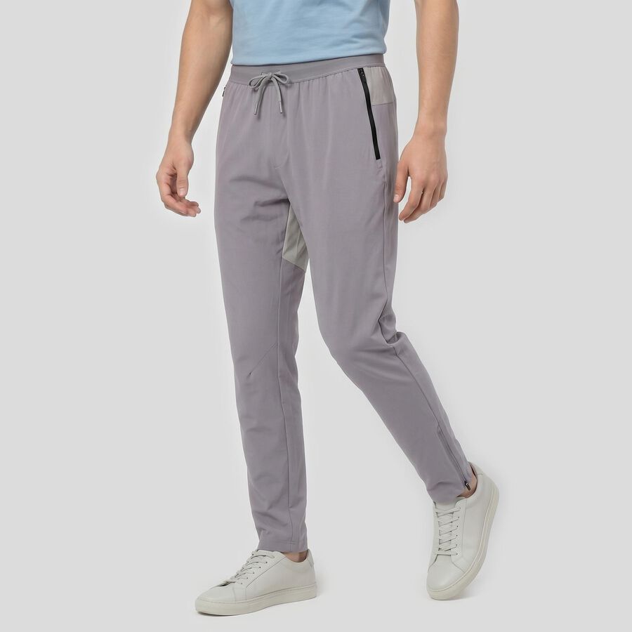 Men's Grey Jogger Fit Side Panel Track Pants, हल्का ग्रे, large