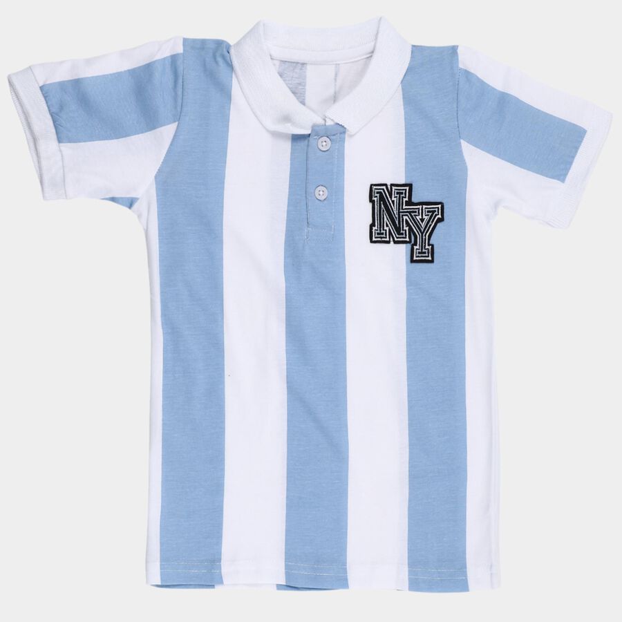 Boys' Half Sleeves T-Shirt, हल्का नीला, large