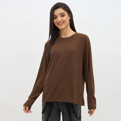 Men's Rich Chocolate Brown Crew Neck Casual T-Shirt 