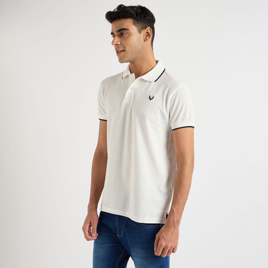Men's Collared Half Sleeves T-Shirt, White, large image number null