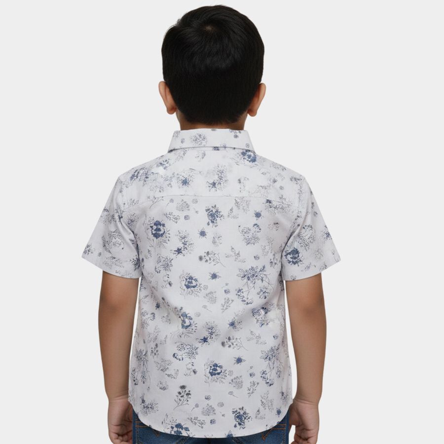 Boys White Cotton Half Sleeve Classic Collar Casual Shirt, White, large