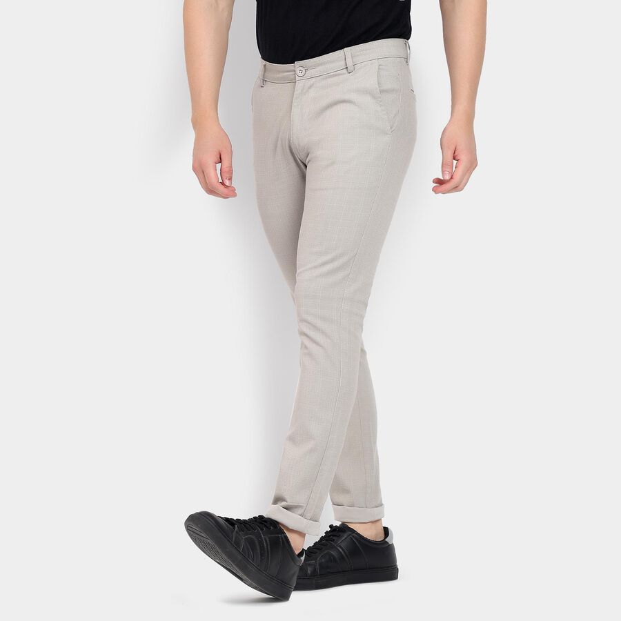 Men's Slim Fit Casual Trousers, Light Grey, large image number null