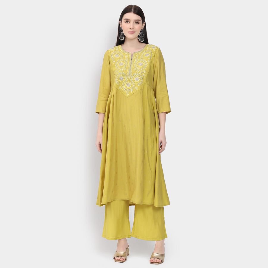 Ladies' Kurta Pyjama Set with Dupatta, ओलिव, large image number null