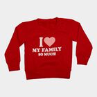 Girls' Red Crew Neck Graphic Print Sweatshirt, लाल, small