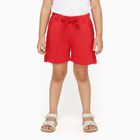 Girls' Bright Red Ruffle Hem Cotton Blend Shorts, Coral, small image number null