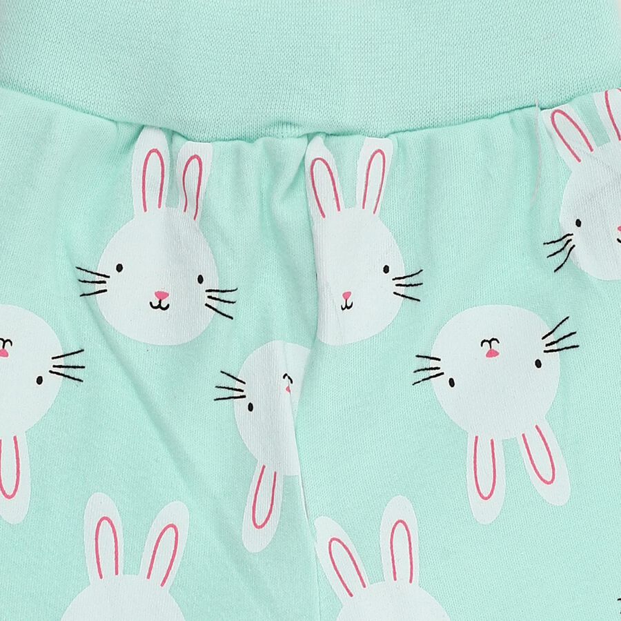 Boys' Mint Green Bunny Printed Cotton Blend Pyjama, Light Green, large image number null