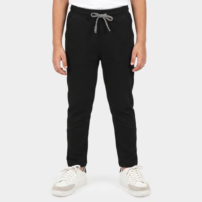 Boys Black Straight Fit Solid Drawstring Pyjama