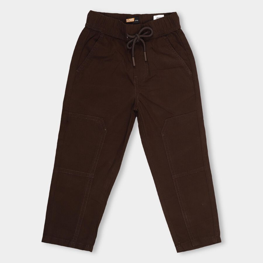 Boys' 100% Cotton Trousers, Brown, large image number null