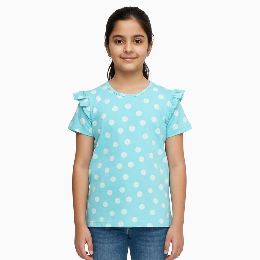 Girls' T-Shirt, एक्वा, large image number null