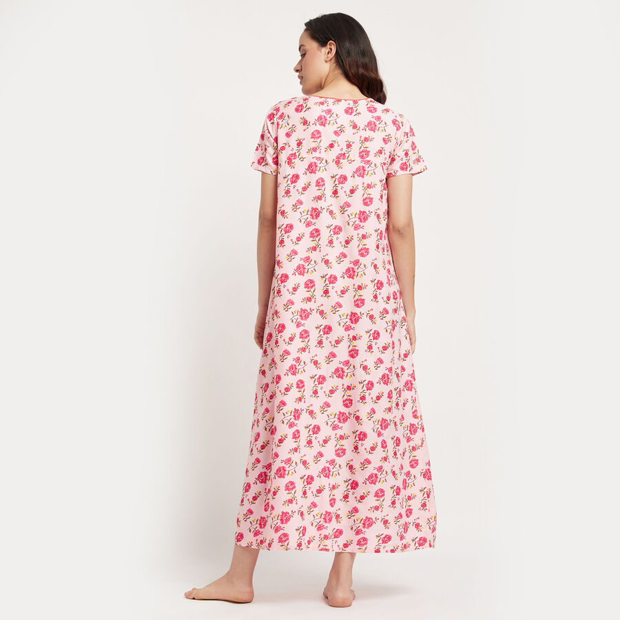 All Over Print Full Length Nighty, हल्का गुलाबी, large image number null