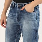 Men's Stonewashed Blue Slim Fit Jeans, गहरा नीला, small