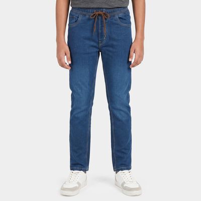 Boys Blue Straight Fit Drawstring Waist Jeans