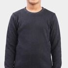 Boys' Melange Blue Long Sleeve Thermal, मिश्रित नीला, small