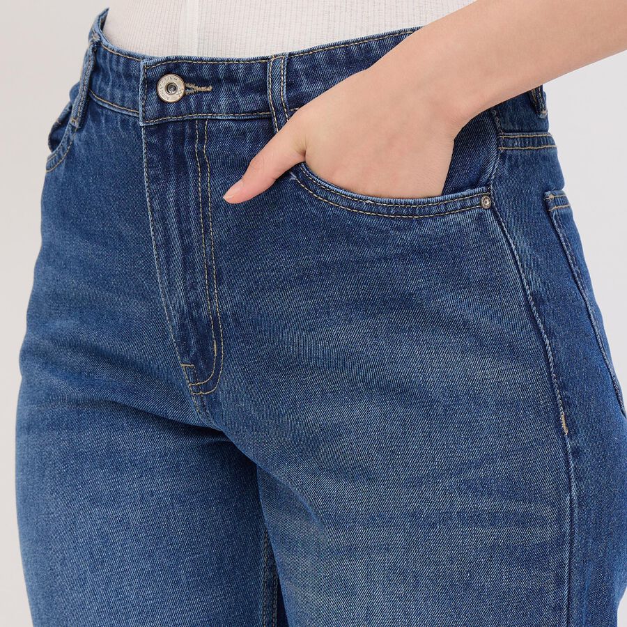 Ladies' 100% Cotton Jeans, Mid Blue, large image number null