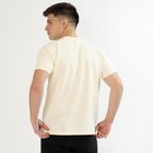 Men's Light Beige Crew Neck Athleisure T-Shirt, एक्रू मिश्रित, small