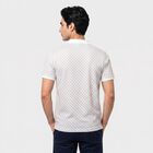 Men's White Cotton Polo Neck Printed T-Shirt, White, small