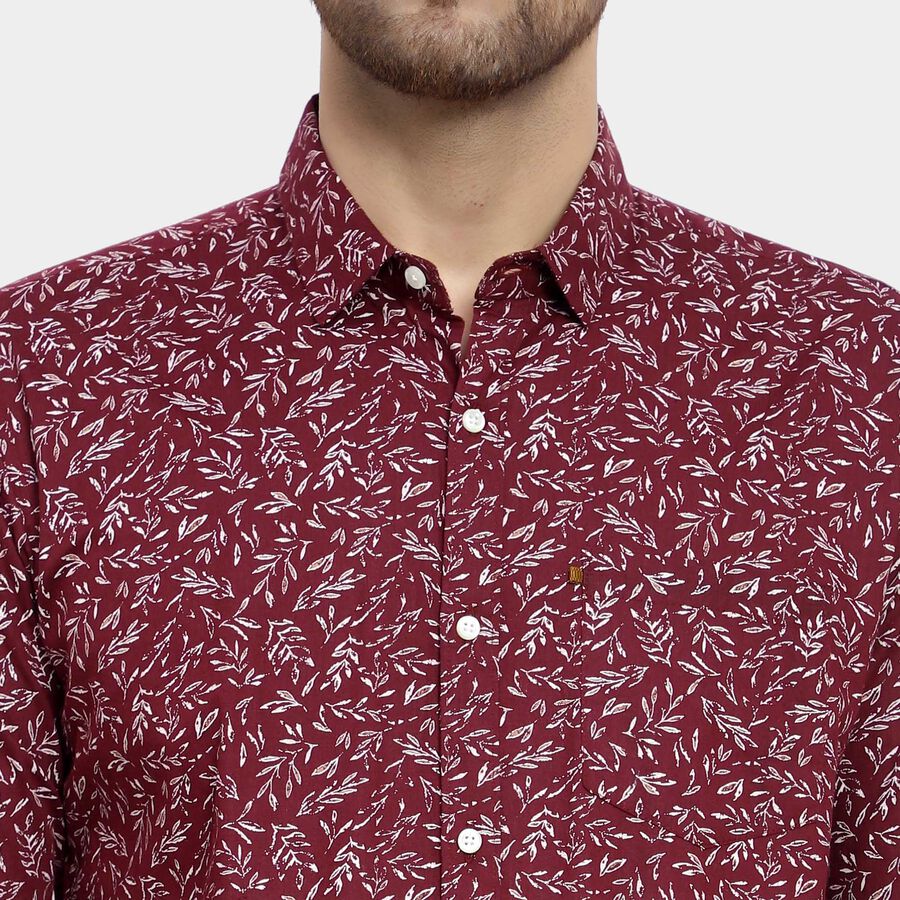 Cotton Printed Casual Shirt, Maroon, large image number null
