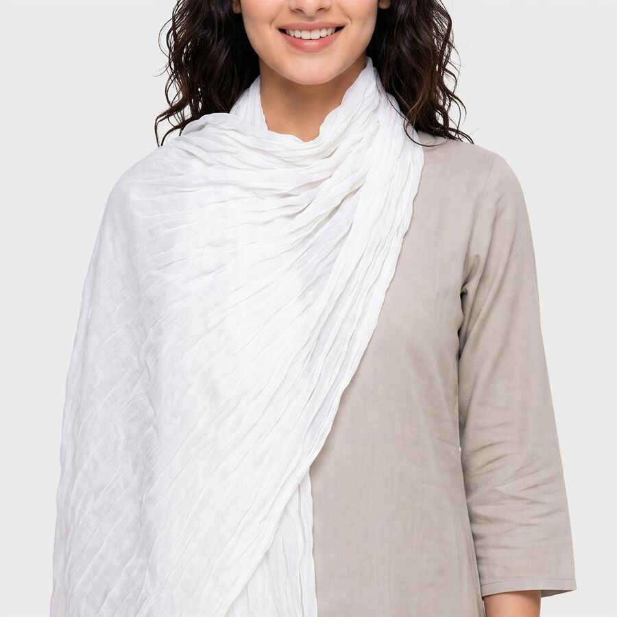Women's White Dupatta, सफ़ेद, large