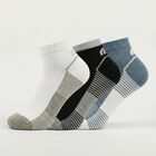 Men's White Regular Fit Striped Pack of 3 Socks, Mid Blue, small
