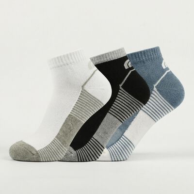 Men's White Regular Fit Striped Pack of 3 Socks