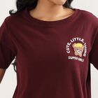 Ladies' 100% Cotton Round Neck T-Shirt , Wine, small image number null