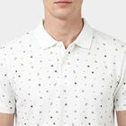 Men's White Cotton Polo Neck Polo T-Shirt, सफ़ेद, small