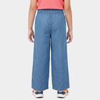 Girls Blue Wide Leg Drawstring Jeans, मध्यम नीला, small