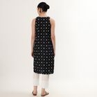 Women's Black Tie-Up Neck Printed Kurta, Black, small image number null
